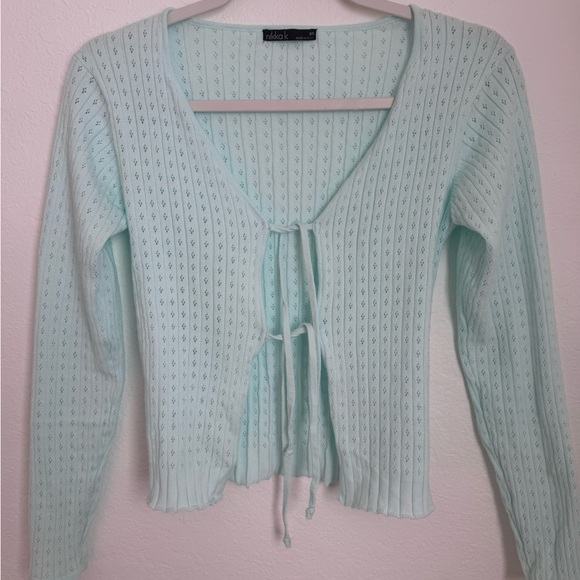 Aldo Mint Green Open-Front Knit Cardigan - Picture 3 of 7